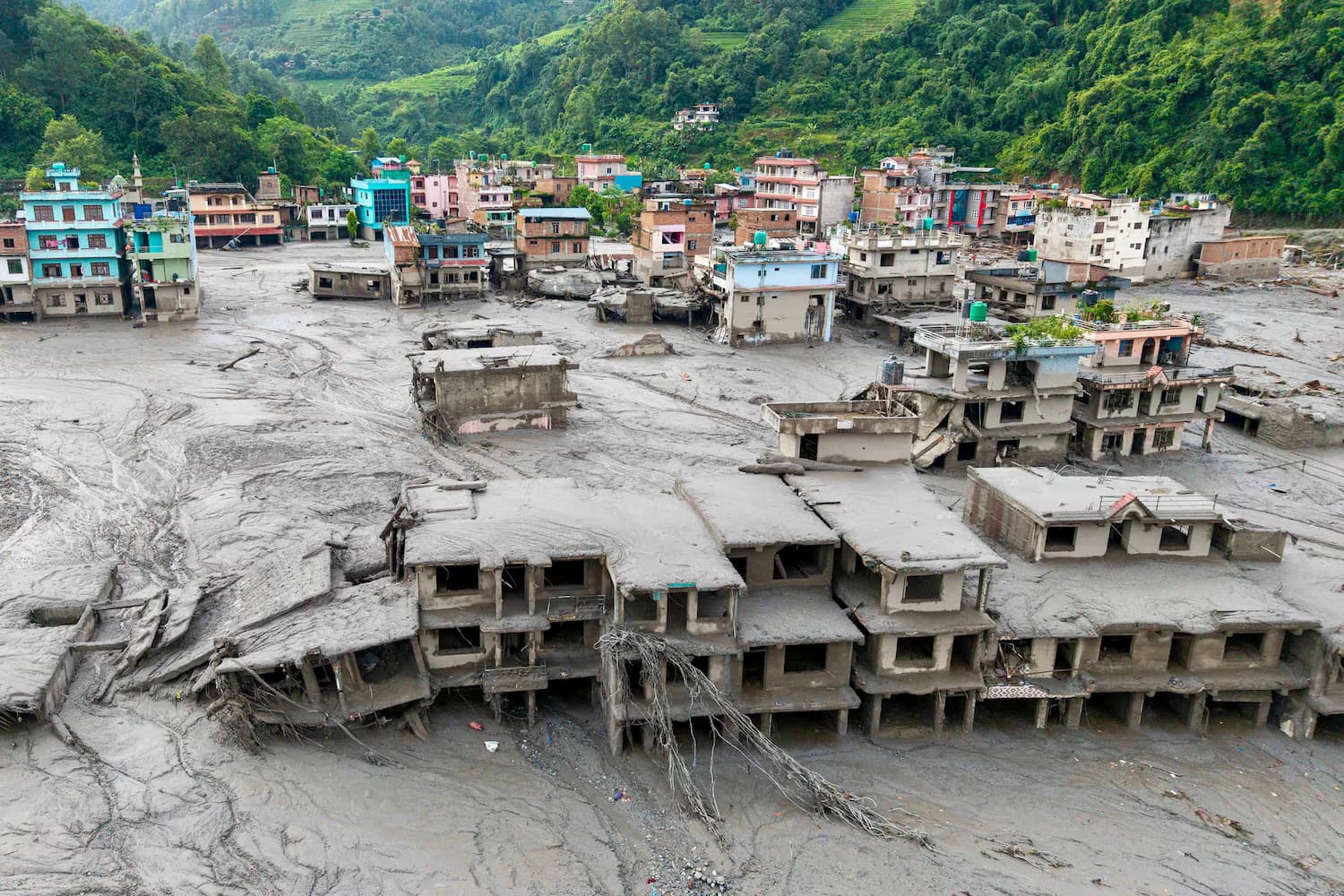 Nepal flood 2026 aerial view